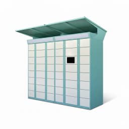 Shoe cleaning locker compartment configuration showing mixed sizes for sneakers and boots