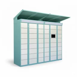 Smart shoe care locker side view showing industrial build quality and electronic lock system