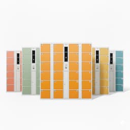 electronic luggage storage locker side angle view