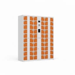 phone charging locker side angle showing compartment layout