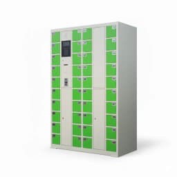 commercial phone charging locker with advertising display front view