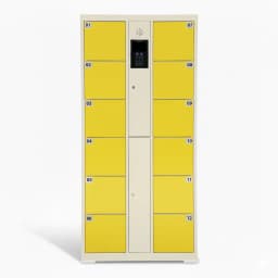 Smart RFID gym locker bank installed in modern fitness center changing room