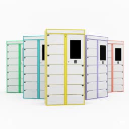 dry cleaning locker payment touchscreen with QR code and POS terminal detail