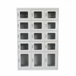 self-service vending locker modular cabinet detail showing S M L compartment size configuration