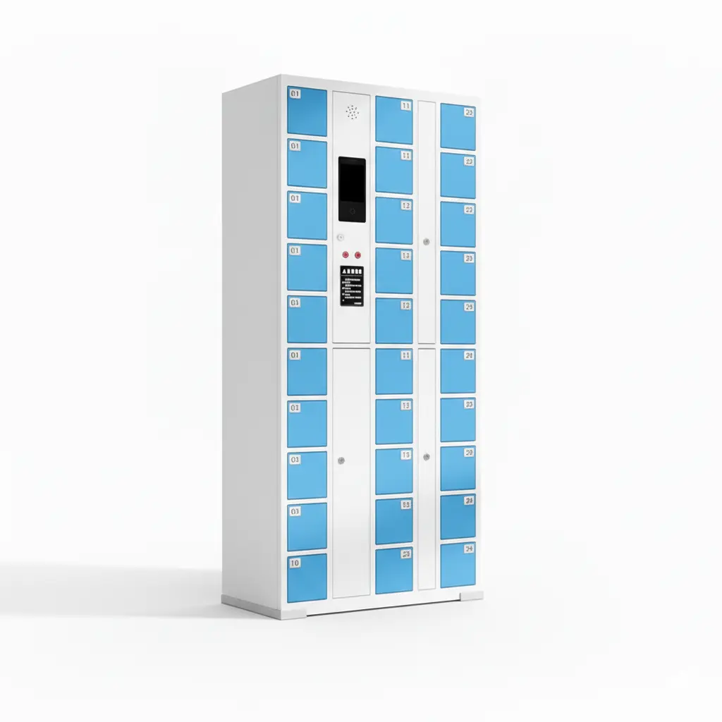 industrial phone charging locker for factory with employee RFID access management front view