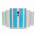 workshop phone storage locker open compartments with USB-A and USB-C charging cables for staff phones