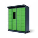 Outdoor smart locker UV-resistant touchscreen detail with high-brightness display in direct sunlight