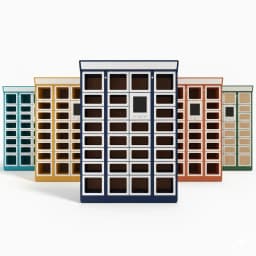 automated vending locker side view showing compartment layout