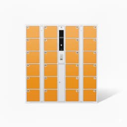 retail BOPIS pickup locker detail view 3, modular compartment layout for click-and-collect orders