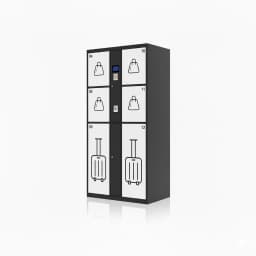 self-service order pickup locker with touchscreen and multiple compartments